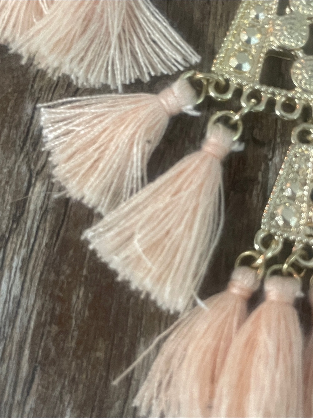 Gold-Tone Statement Necklace with Blush Pink Tassels - Picture 9 of 9